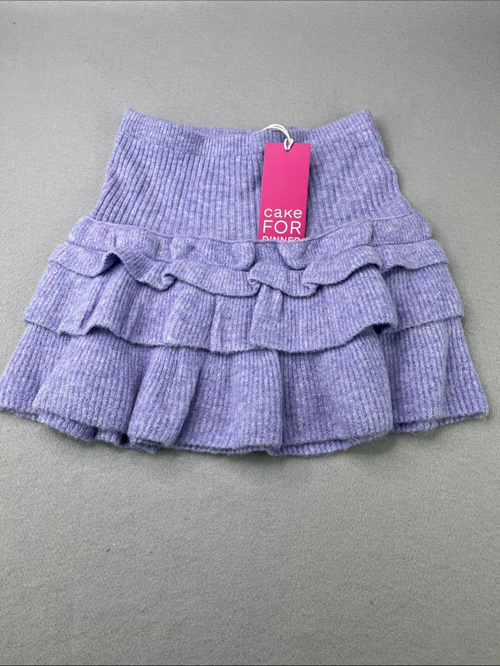 Cake for Dinner Kensington Ruffle Knit Purple Mini Skirt Womens Size Extra Small